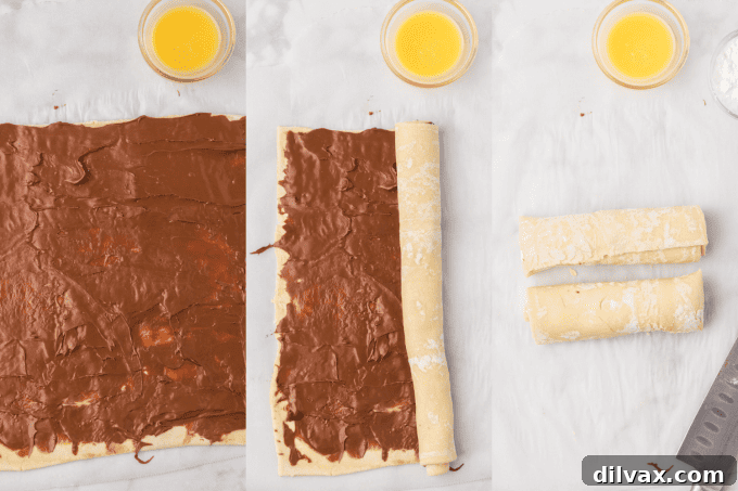 Decadent Nutella Cruffins 5 Step-by-step process photos for making Nutella Cruffins