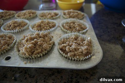 Muffins topped with crumb mixture