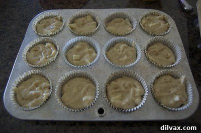 Second layer of muffin batter added