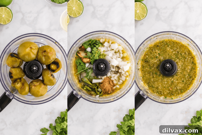 Vibrant Green Salsa 6 Salsa Verde process photos.