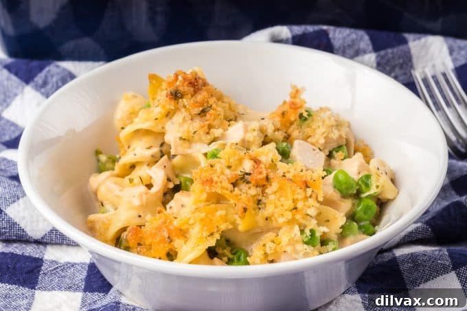 Comforting Turkey Noodle Bake 2 Delicious Turkey Noodle Casserole, ready to be served