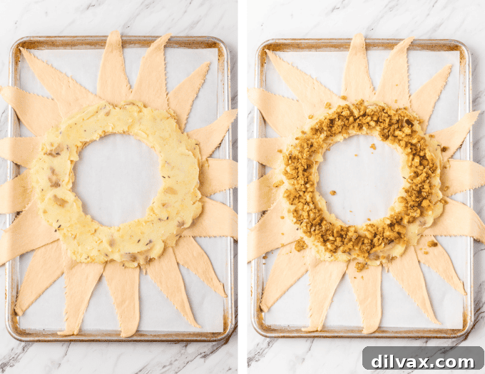 Third set of process photos for Turkey Crescent Ring, showing fillings being added.