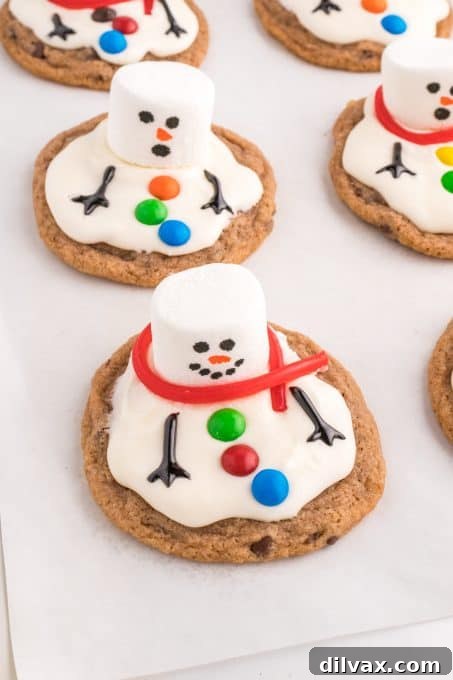 Cookies that look like snowmen melting.