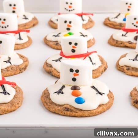 A tray of snowmen melting cookies.