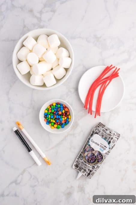 Decorations used for cookie snowmen.