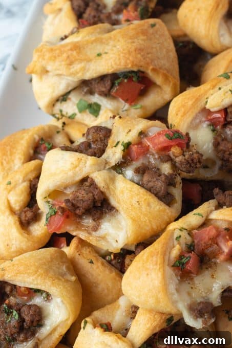 Fiesta Pockets 8 Taco meat, cheese, and tomatoes baked in crescent dough pockets.
