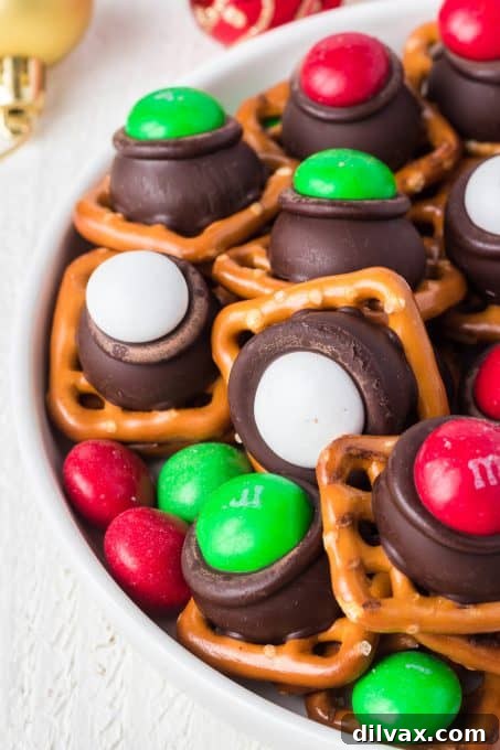 Sweet and Salty Pretzel Magic 10 Close-up of mint chocolate candies and pretzels, emphasizing the delightful combination.