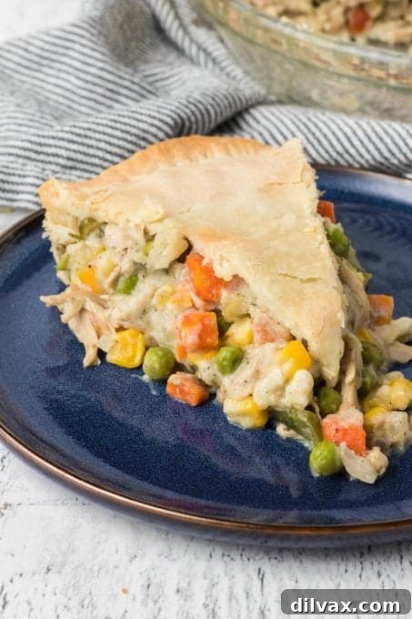 Comforting Turkey Pot Pie 9 Baked Turkey Pot Pie, ready to be served.