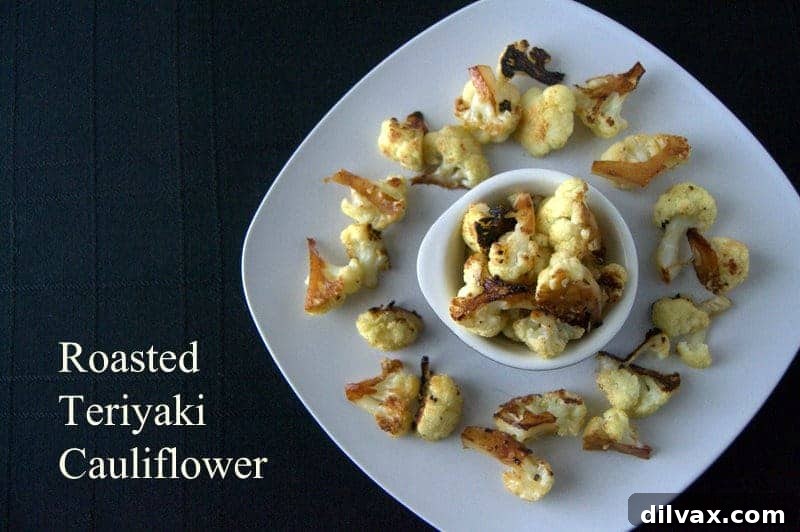 Roasted Teriyaki Cauliflower - Perfectly roasted cauliflower florets tossed in a homemade Teriyaki glaze, ready to be served as a delicious side or snack.