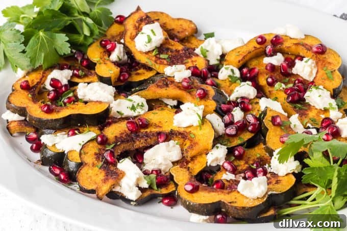 Tangy Roasted Acorn Squash with Goat Cheese 2 Roasted Acorn Squash with Goat Cheese and Pomegranate