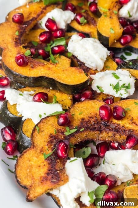 Close-up of Roasted Acorn Squash with Goat Cheese