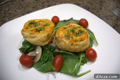 Savory Butternut Chicken Pinwheels on Sautéed Spinach with a Rich White Wine Mushroom Sauce 2 img 351 1