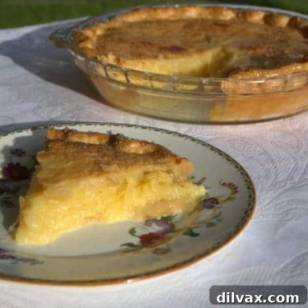 A beautifully presented Pineapple Pie slice, showcasing the crushed pineapple filling and golden crust, ready to be enjoyed.