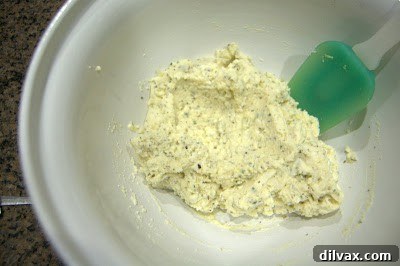 Ricotta cheese mixture being mixed