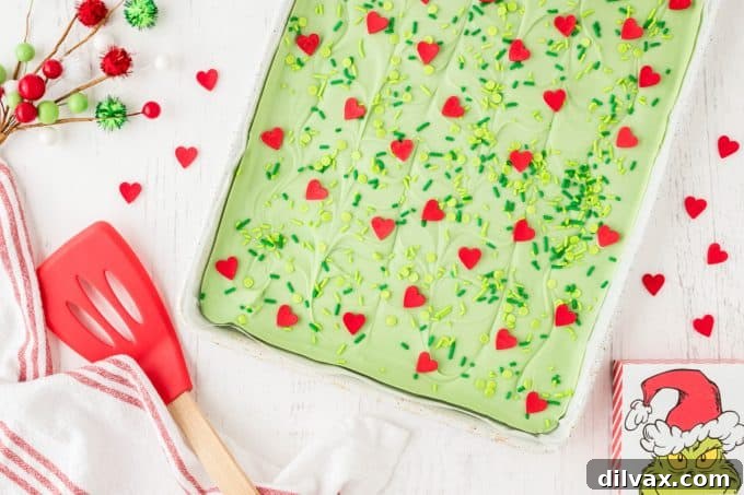 Delicious and festive 3 Ingredient Grinch Bark, perfect for Christmas
