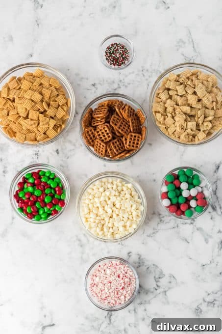 Ingredients for Christmas Snack Mix