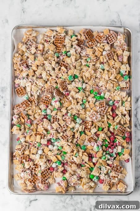 Christmas mix with cereal, pretzels, and candies