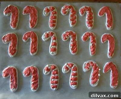 Filling in red meringue stripes