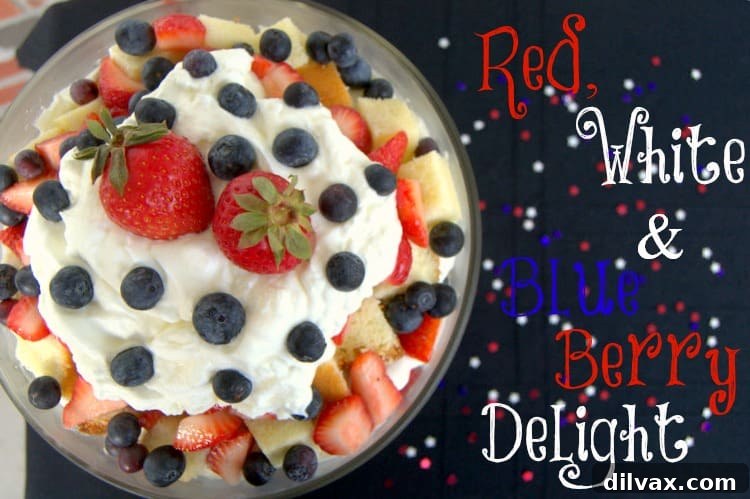 Red, White & Blue Berry Delight - strawberries Lenox, blueberries, fresh whipped cream and homemade poundcake make up this festive patriotic holiday dessert!