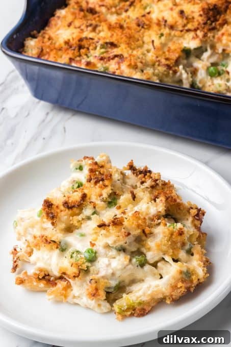 Individual serving of Chicken Alfredo Casserole