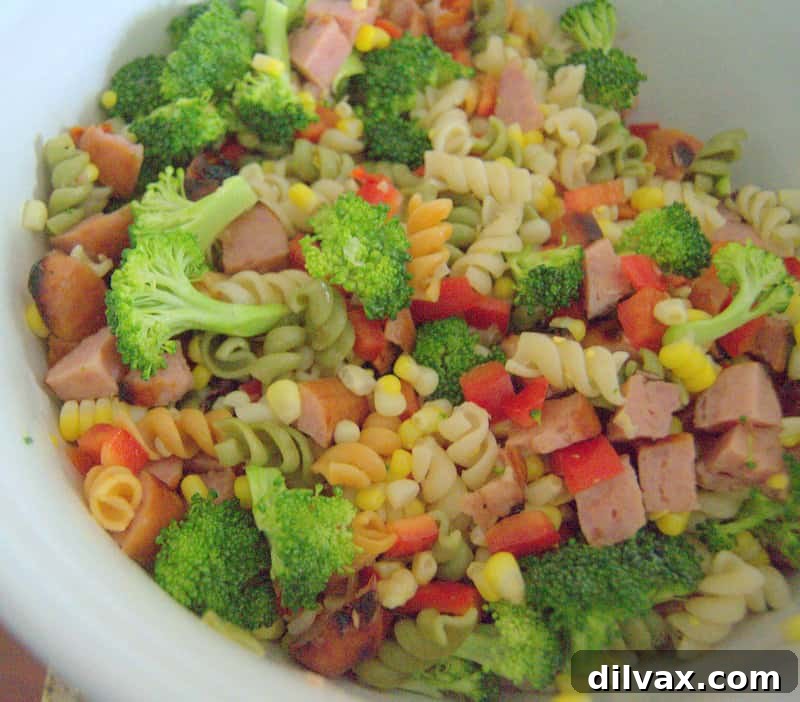 Sausage Veggie Pasta Salad - a hearty side or complete meal with a great combination of flavors!