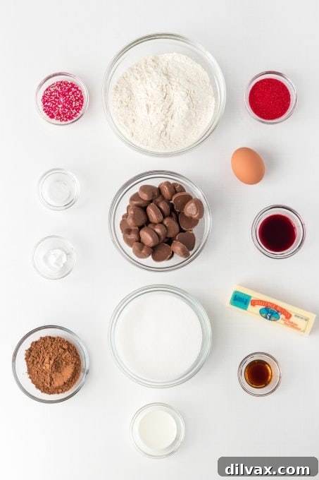 Ingredients for Red Velvet Blossom Cookies