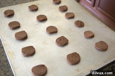 Festive Chocolate Peppermint Frosted Delights 6 Chocolate peppermint cookies with white frosting and red crushed peppermint candies.