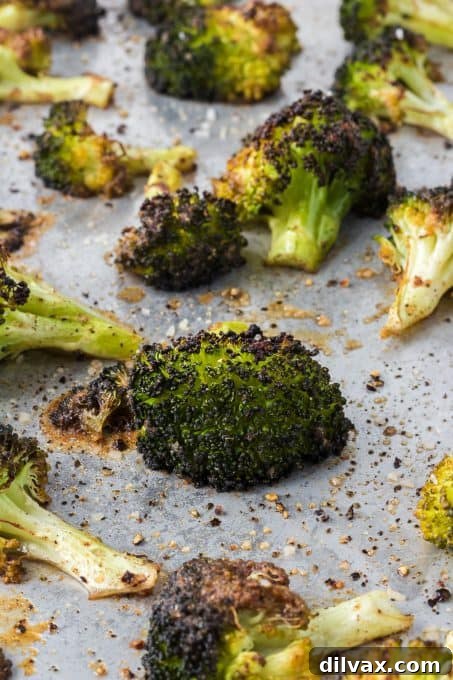 Garam Masala Roasted Broccoli 7 A serving of crunchy roasted broccoli, seasoned with Garam Masala, ready to eat.