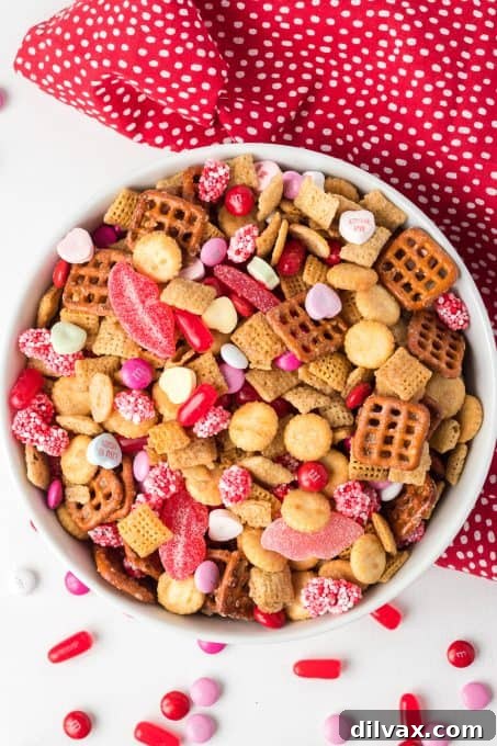 Cupid's Crunch Mix 6 A beautifully arranged snack mix, perfect for Valentine's Day parties or gifting.