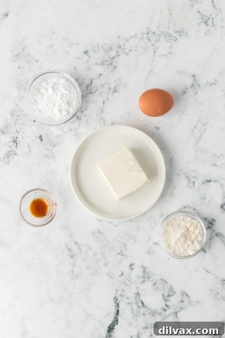 Cream cheese filling for a banana bread.