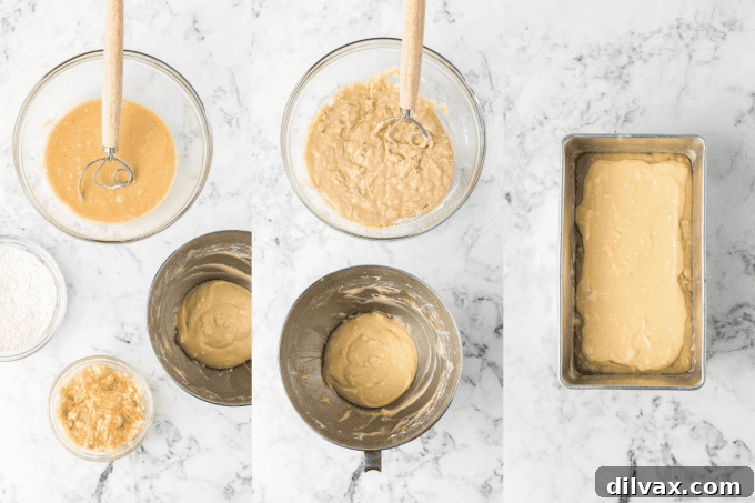 Cream Cheese Banana Bread Process Photos