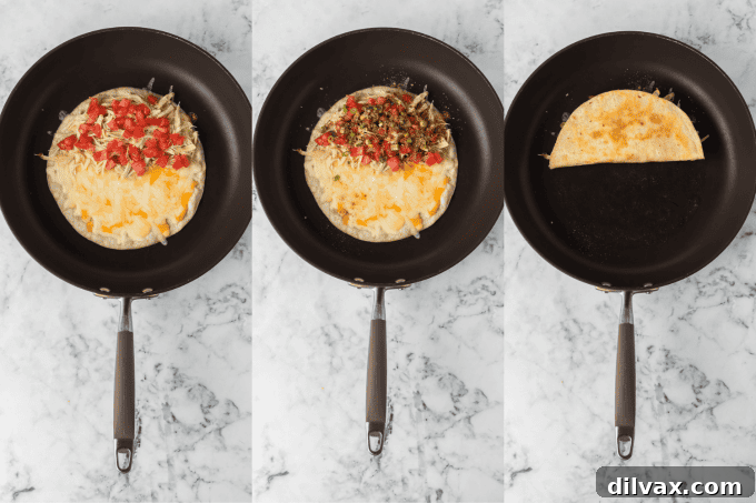 Mouthwatering Chicken Quesadillas 7 Detailed process photos for making chicken quesadillas