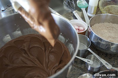 Chocolate Peppermint Shortbread Day 2 of 12 Festive Cookies 6 Chocolate, peppermint, butter, and sugar mixture being beaten until well combined
