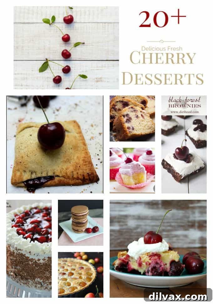 A collection of More than 20 Fresh Cherry Desserts A collection of More than 20 Fresh Cherry Desserts, featuring a variety of sweet and savory applications for this seasonal fruit.