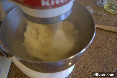 A Two Day Baking Bonanza 6 Close-up of the pâte à choux dough ball in the saucepan, showing its smooth consistency.