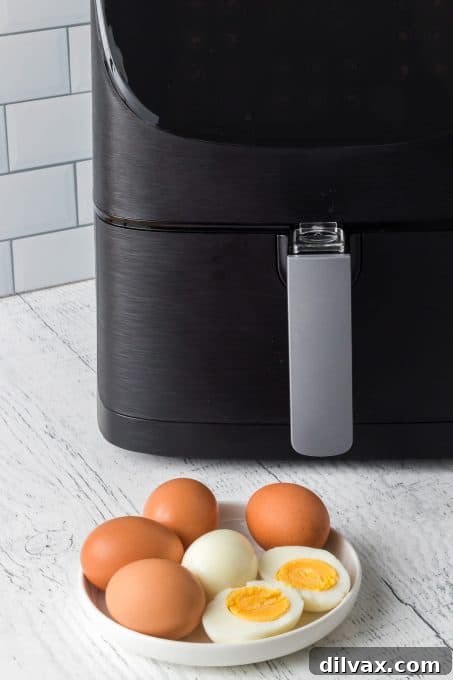 Eggs that are cooked in an air fryer.