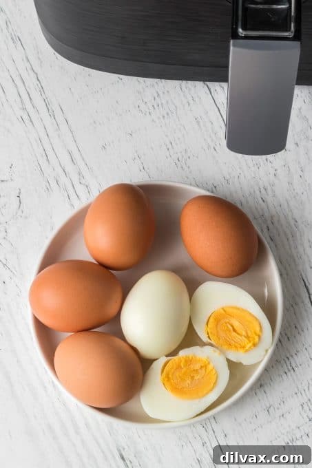 Use your air fryer to make easy delicious hard boiled eggs.