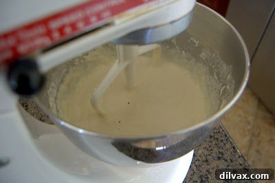Mixing bowl with initial dough mixture.