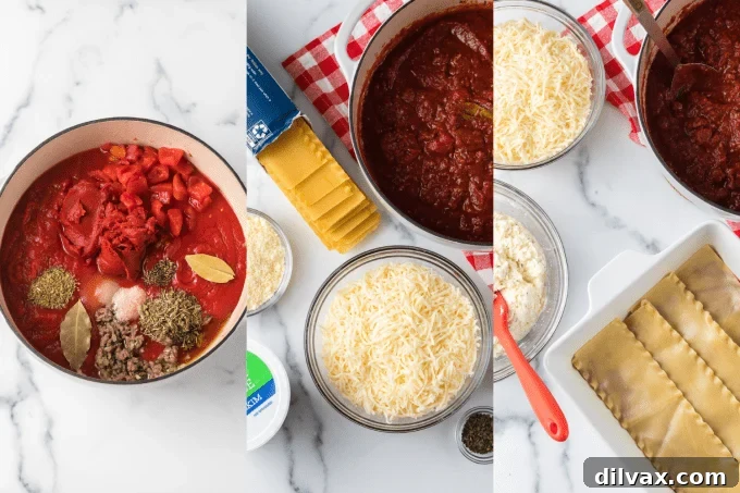 Ultimate Cottage Cheese Lasagna 6 Process Shots for Mom's Homemade Lasagna Recipe