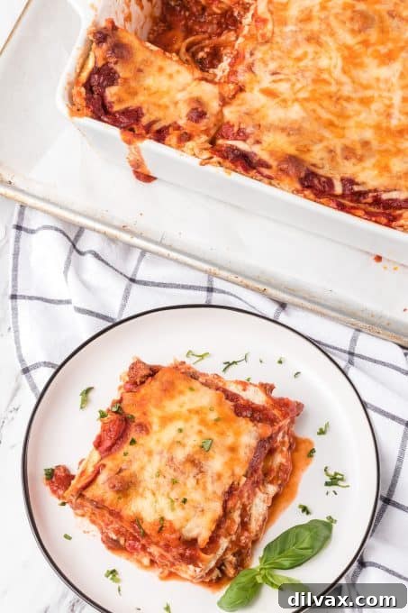 Ultimate Cottage Cheese Lasagna 8 A meat sauce lasagna with a cottage cheese filling.