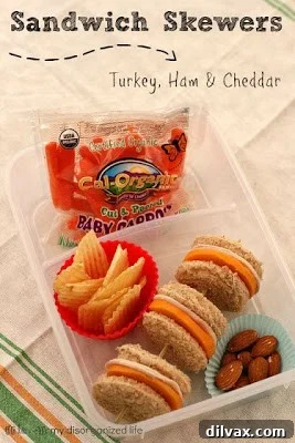 Turkey, Ham & Cheddar Sandwich Skewers - Bento Box Idea