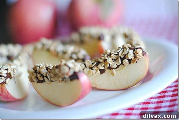Chocolate & Granola Apple Wedges - Delicious Fruit Snack