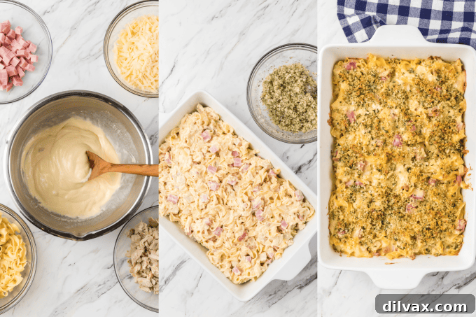 Chicken Cordon Bleu Casserole process photos
