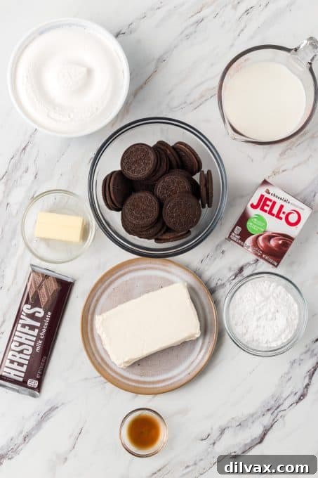 Ingredients for No bake Chocolate Dream Bars