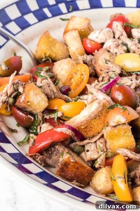 Rustic Chicken Panzanella 8 A hearty and fresh bread salad with chicken, tomatoes, and herbs.