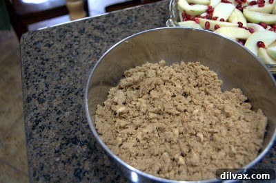 Bowl of pomegranate seeds ready for the crisp