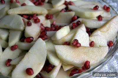 Fruit mixture in a pie plate, ready for topping