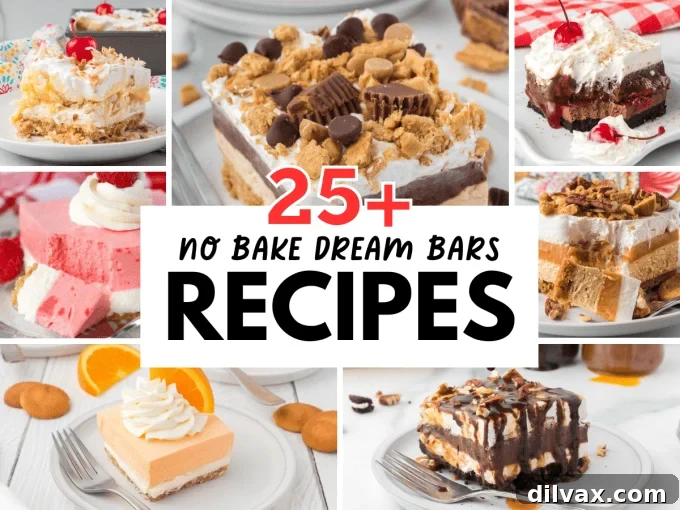 Decadent No-Bake Bars 2 A vibrant collection of No-Bake Dream Bars, featuring various flavors and colors, perfect for summer gatherings and easy dessert making.