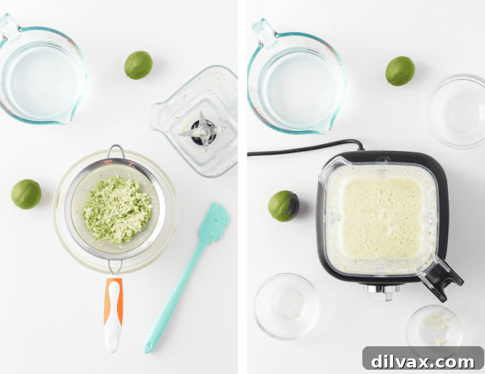 Velvet Lemonade 7 Second set of Brazilian Lemonade Process Photos - Pouring finished drink into a glass.