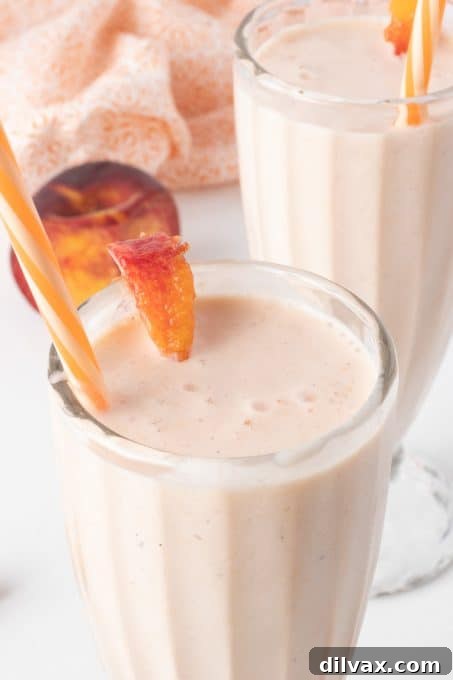 Close-up of a Frosted Peach Lemonade in a glass